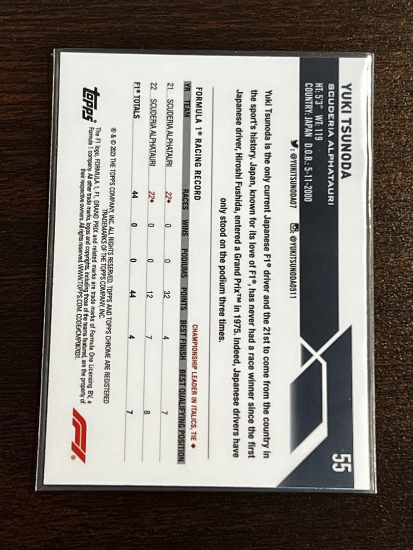 Amazon.co.jp: topps Chrome f1 Yuki tsunoda 角田裕毅 base : おもちゃ